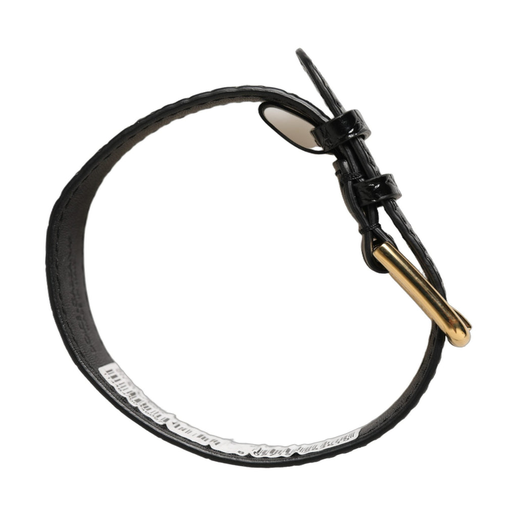 Dolce & Gabbana Black Textured Leather Gold Buckle Belt Strap Bracelet