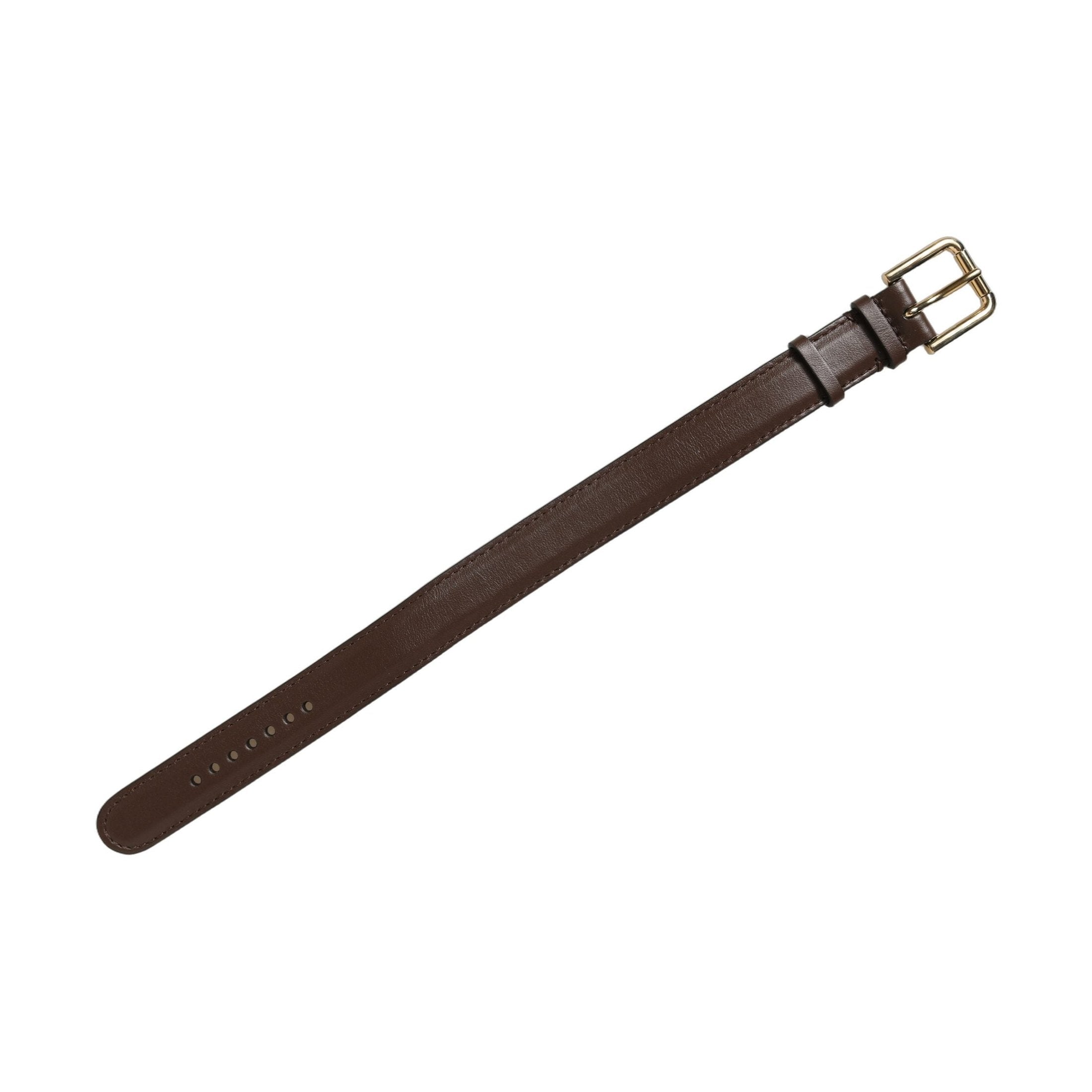 Dolce & Gabbana Brown Calfskin Leather Gold Buckle Belt Strap Bracelet