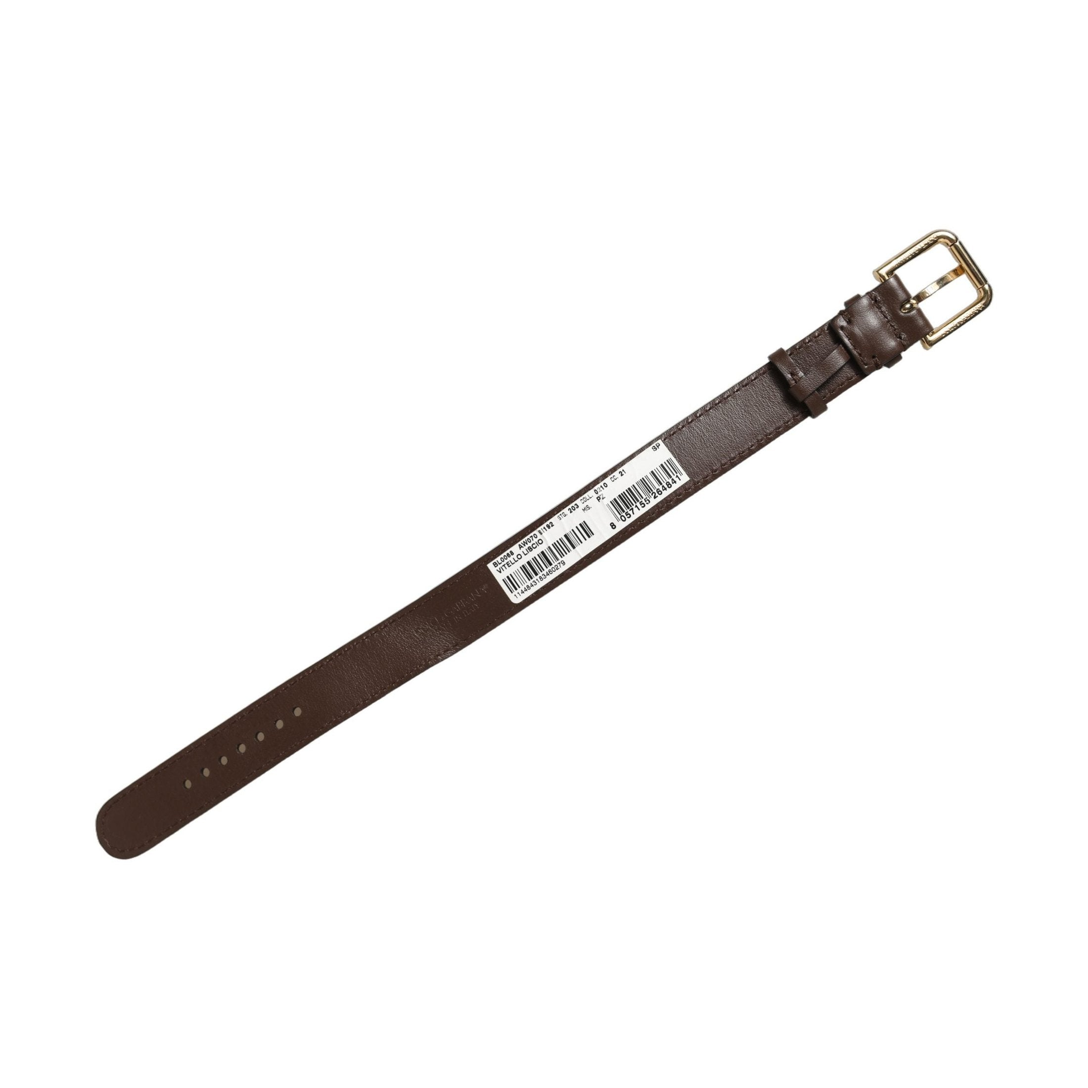 Dolce & Gabbana Brown Calfskin Leather Gold Buckle Belt Strap Bracelet