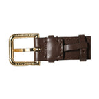 Dolce & Gabbana Brown Calfskin Leather Gold Buckle Belt Strap Bracelet