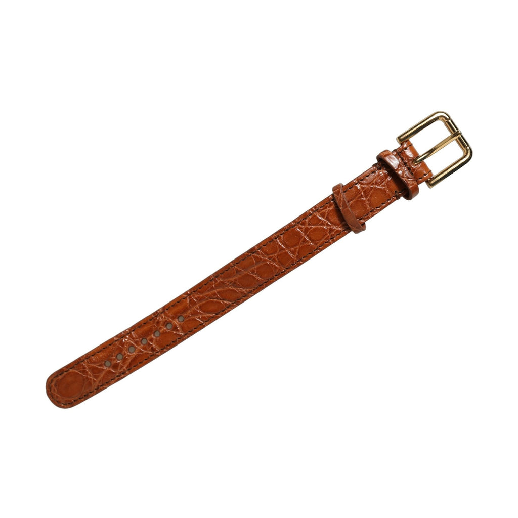 Dolce & Gabbana Brown Textured Leather Gold Buckle Belt Strap Bracelet
