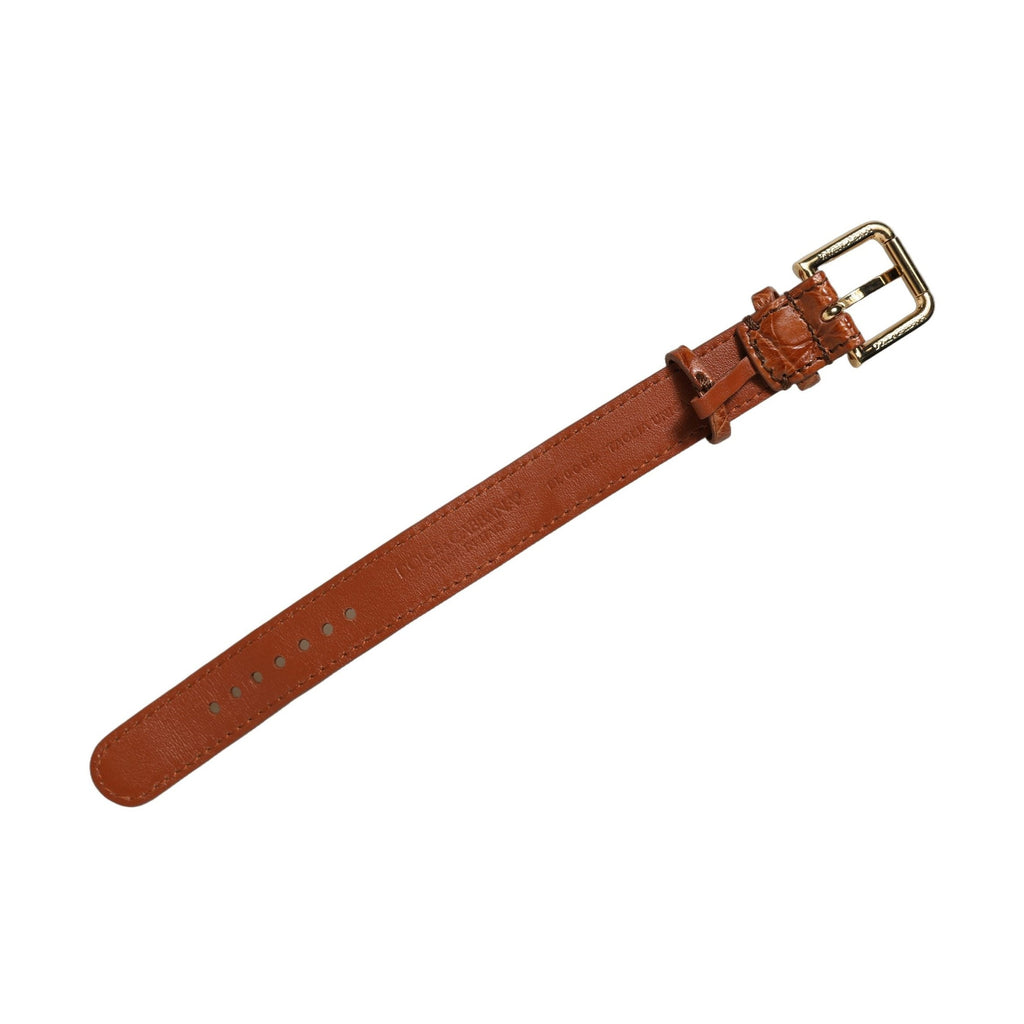 Dolce & Gabbana Brown Textured Leather Gold Buckle Belt Strap Bracelet