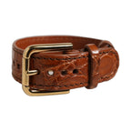 Dolce & Gabbana Brown Textured Leather Gold Buckle Belt Strap Bracelet