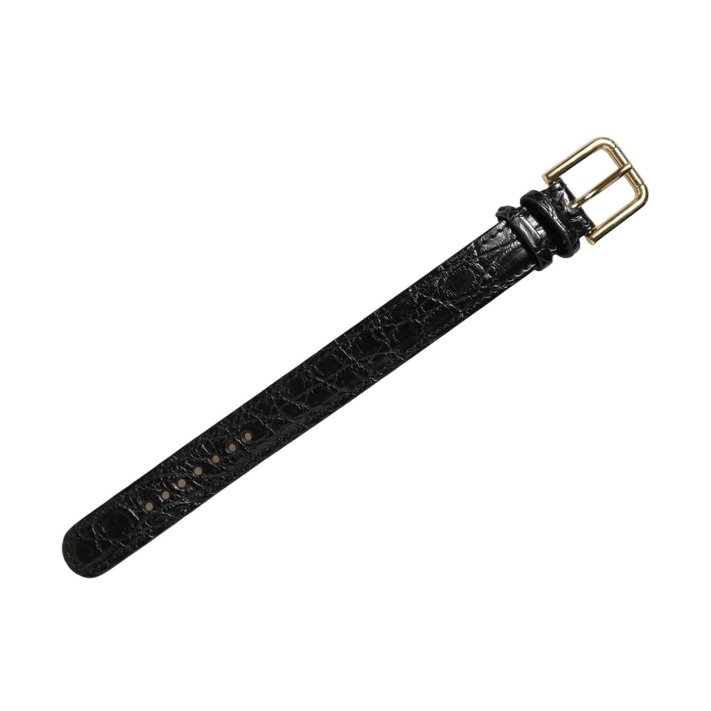 Dolce & Gabbana Black Textured Leather Gold Buckle Belt Strap Bracelet