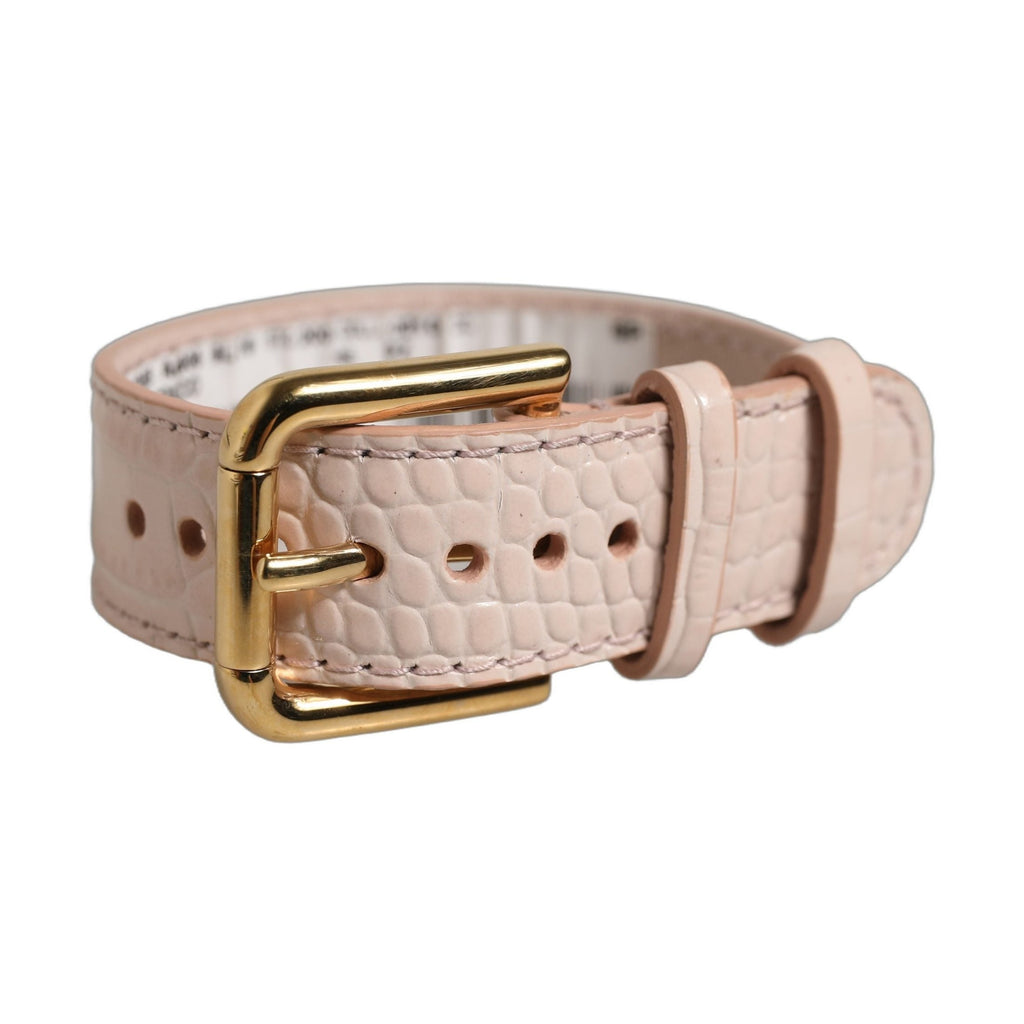 Dolce & Gabbana Pink Embossed Leather Gold Buckle Belt Strap Bracelet