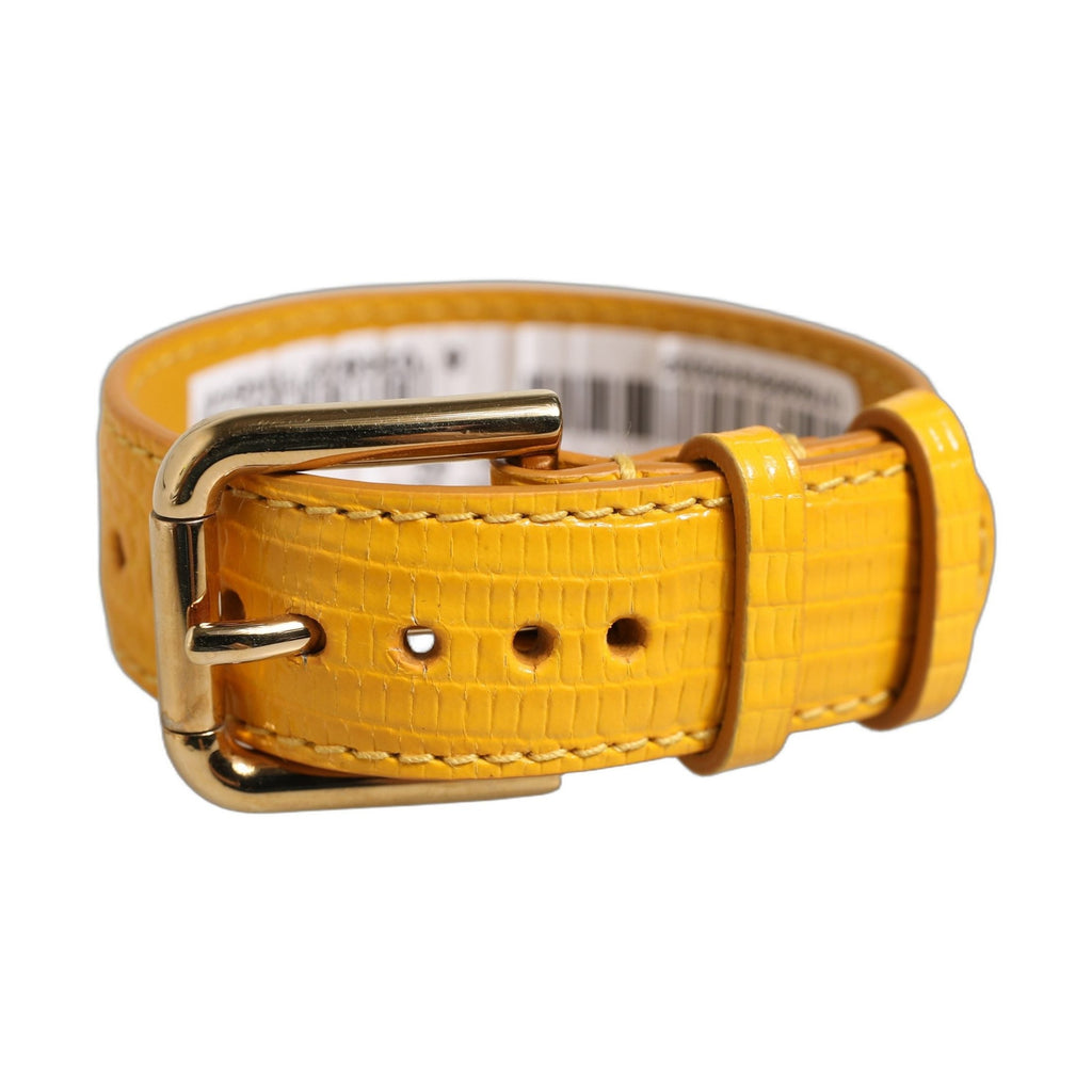 Dolce & Gabbana Yellow Textured Leather Gold Buckle Belt Strap Bracelet