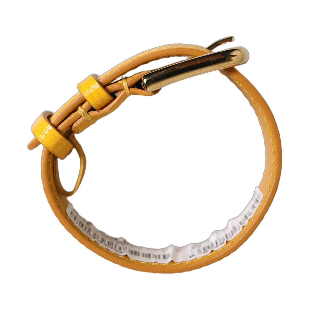 Dolce & Gabbana Yellow Textured Leather Gold Buckle Belt Strap Bracelet