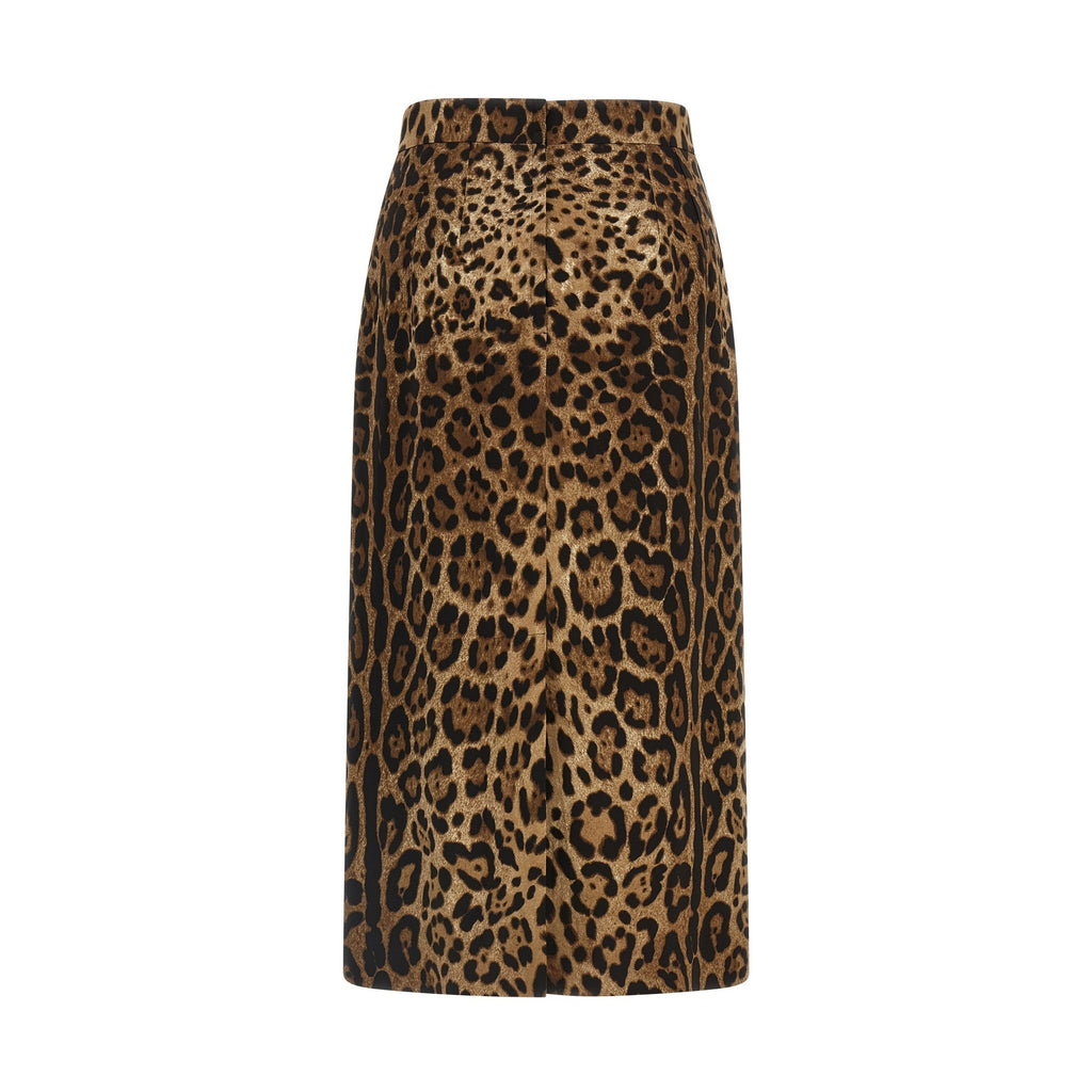 Dolce & Gabbana Brown Viscose Midi Skirt