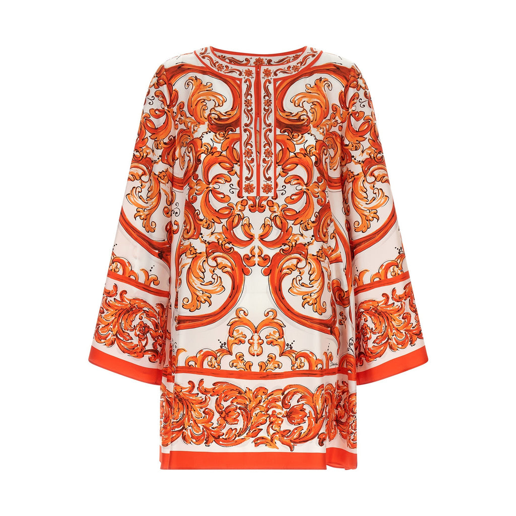 Dolce & Gabbana Orange Silk Short Dress