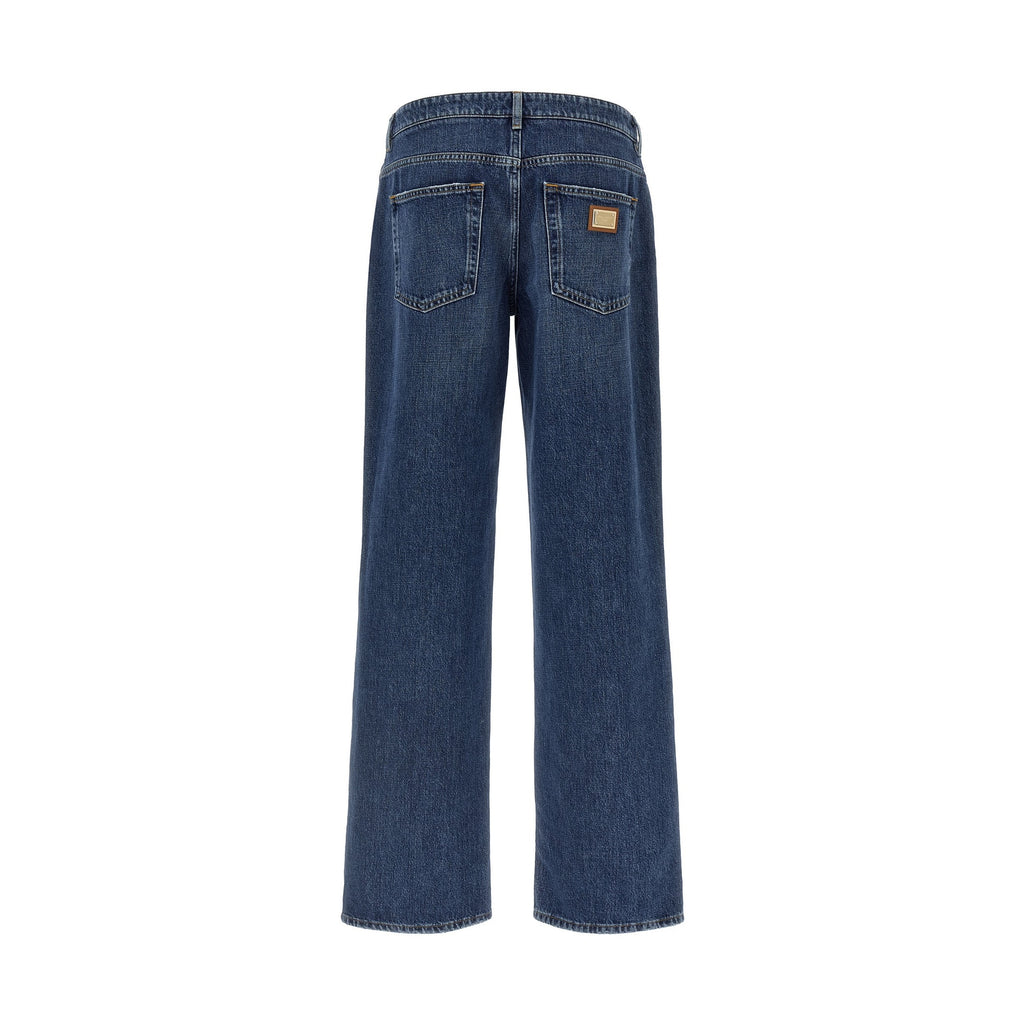 Dolce & Gabbana Blue Cotton Relaxed Fit Jeans