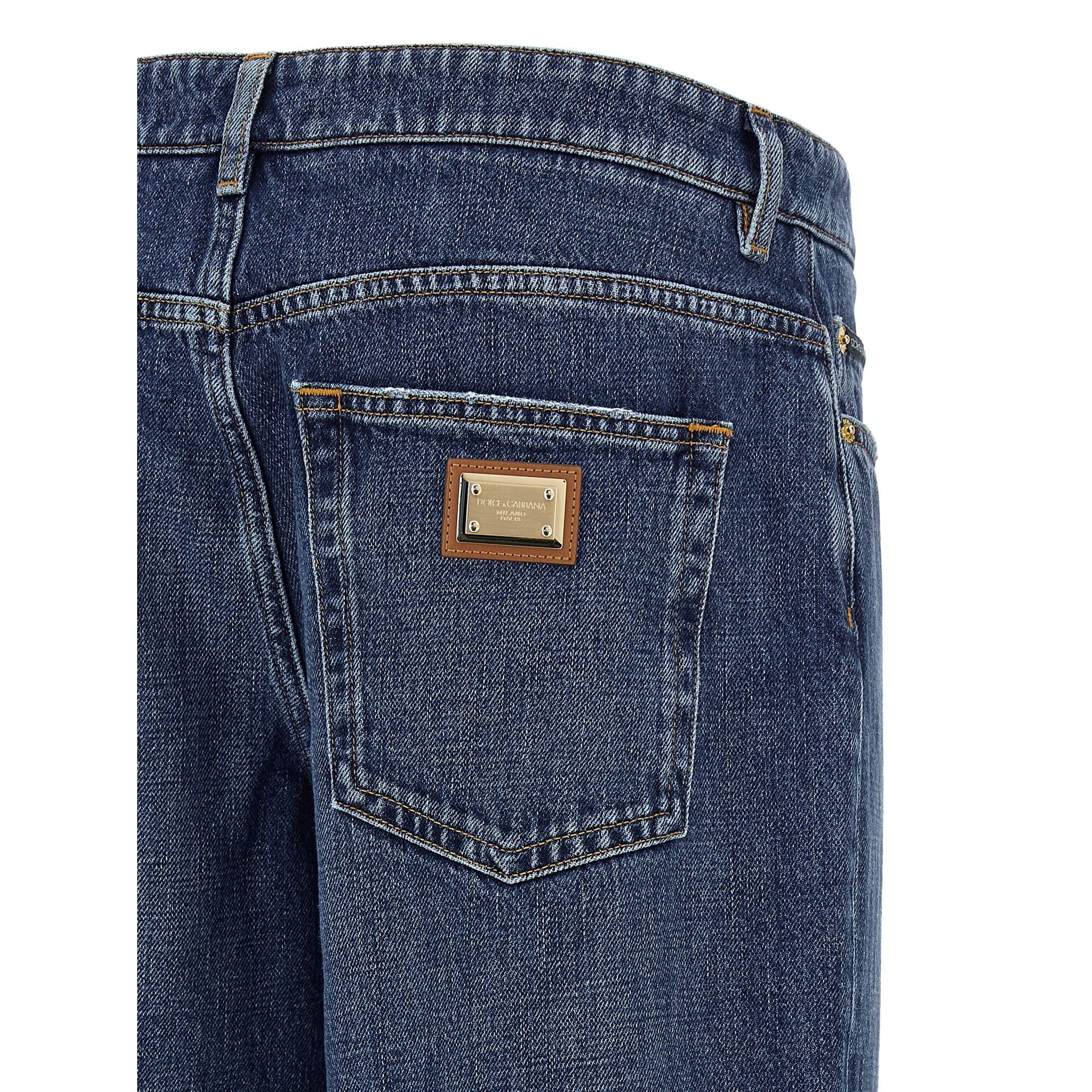 Dolce & Gabbana Blue Cotton Relaxed Fit Jeans