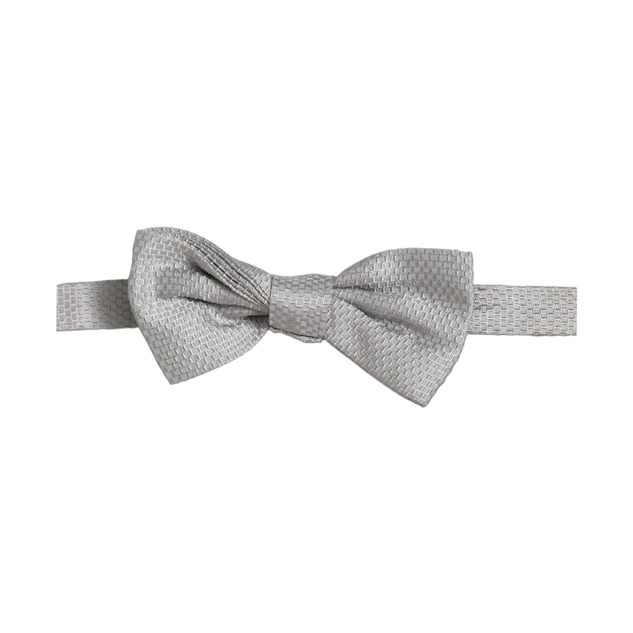 Dolce & Gabbana Men Gray 100% Silk Adjustable Neck Papillon Bow Tie