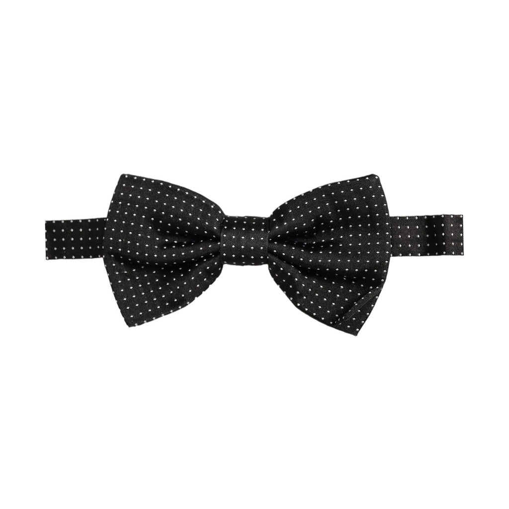 Dolce & Gabbana Men Black Polka Dot Silk Adjustable Neck Papillon Bow Tie