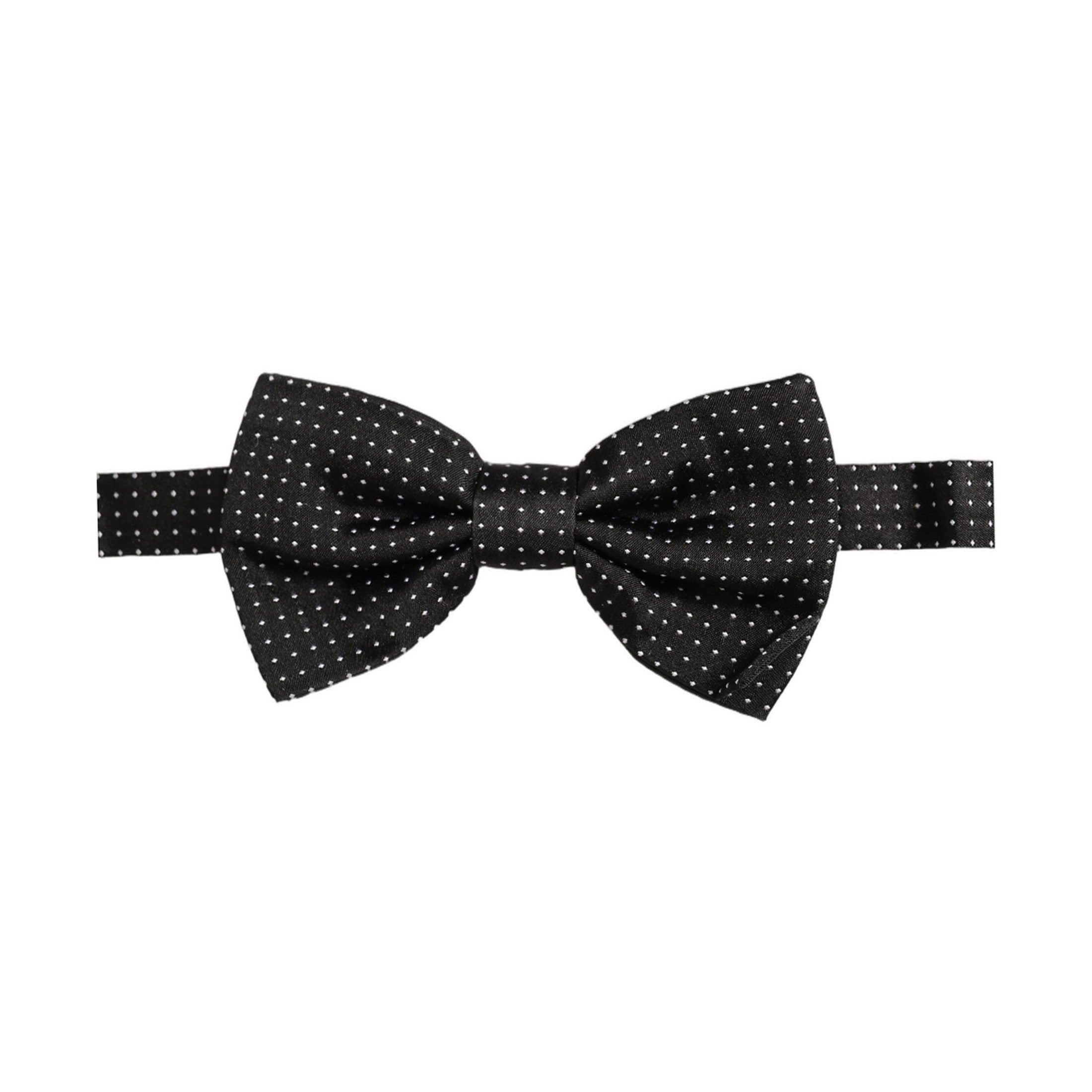 Dolce & Gabbana Men Black Polka Dot Silk Adjustable Neck Papillon Bow Tie