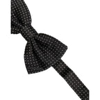 Dolce & Gabbana Men Black Polka Dot Silk Adjustable Neck Papillon Bow Tie