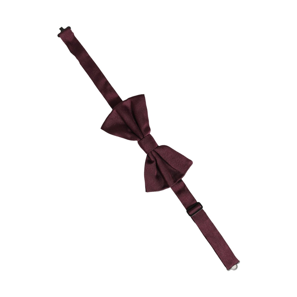 Dolce & Gabbana Men Maroon 100% Silk Adjustable Neck Papillon Bow Tie