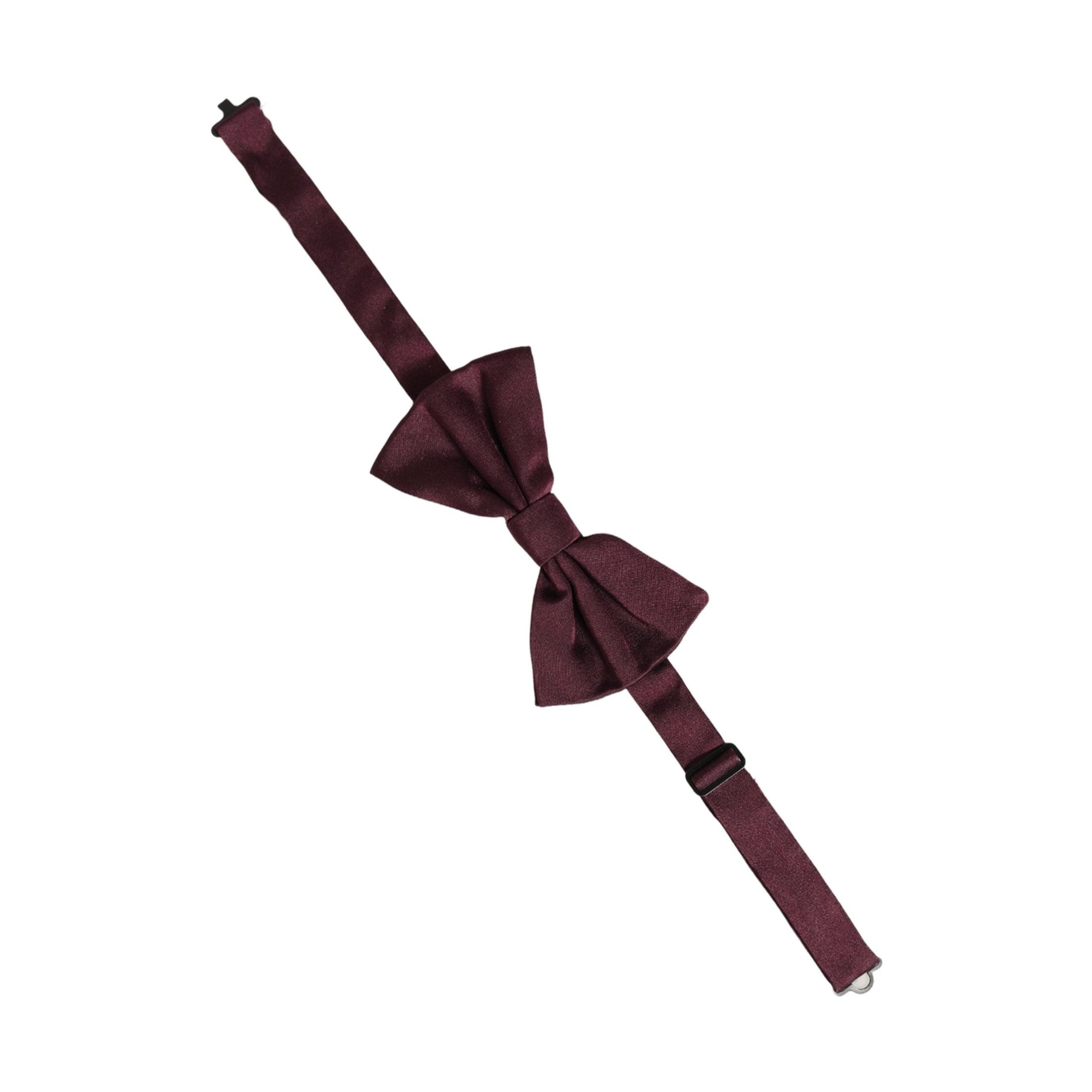 Dolce & Gabbana Men Maroon 100% Silk Adjustable Neck Papillon Bow Tie