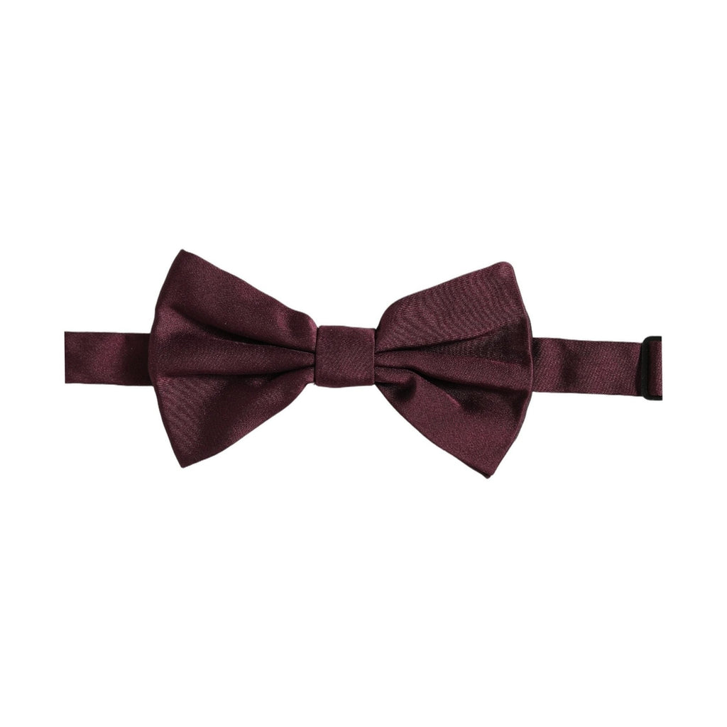 Dolce & Gabbana Men Maroon 100% Silk Adjustable Neck Papillon Bow Tie
