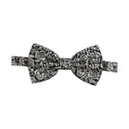 Dolce & Gabbana Tie Black White Paisley Silk Adjustable Neck Papillon Bow