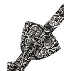 Dolce & Gabbana Tie Black White Paisley Silk Adjustable Neck Papillon Bow