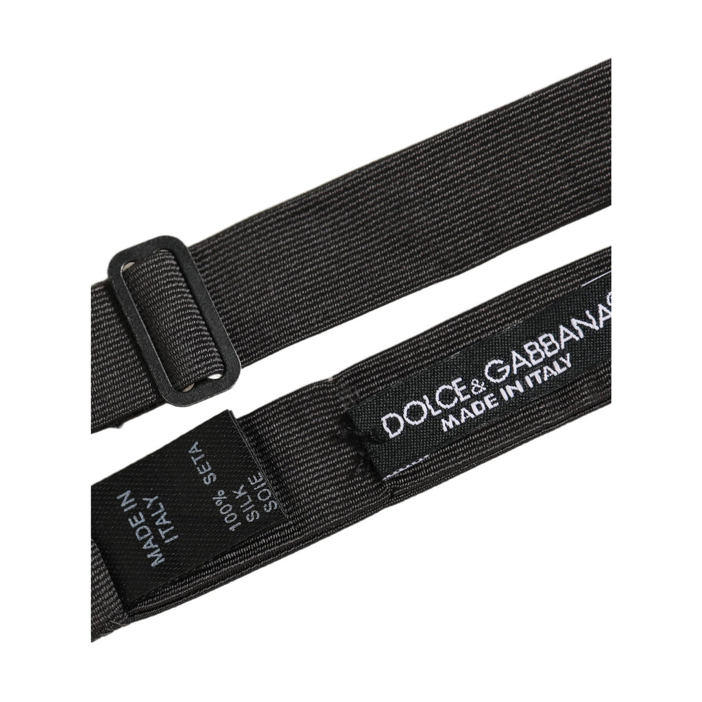 Dolce & Gabbana Men Black 100% Cotton Adjustable Neck Papillon Bow Tie