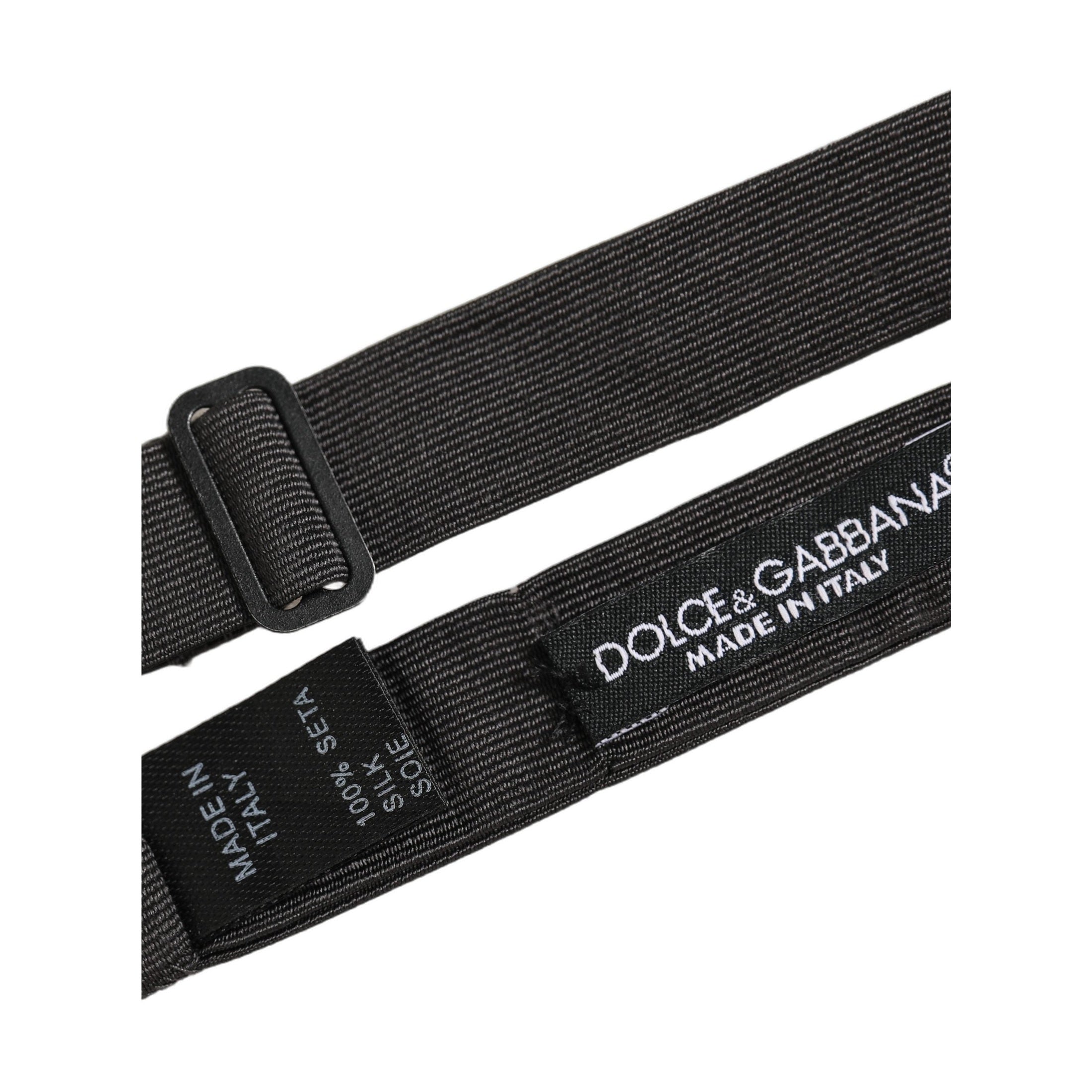 Dolce & Gabbana Men Black 100% Cotton Adjustable Neck Papillon Bow Tie