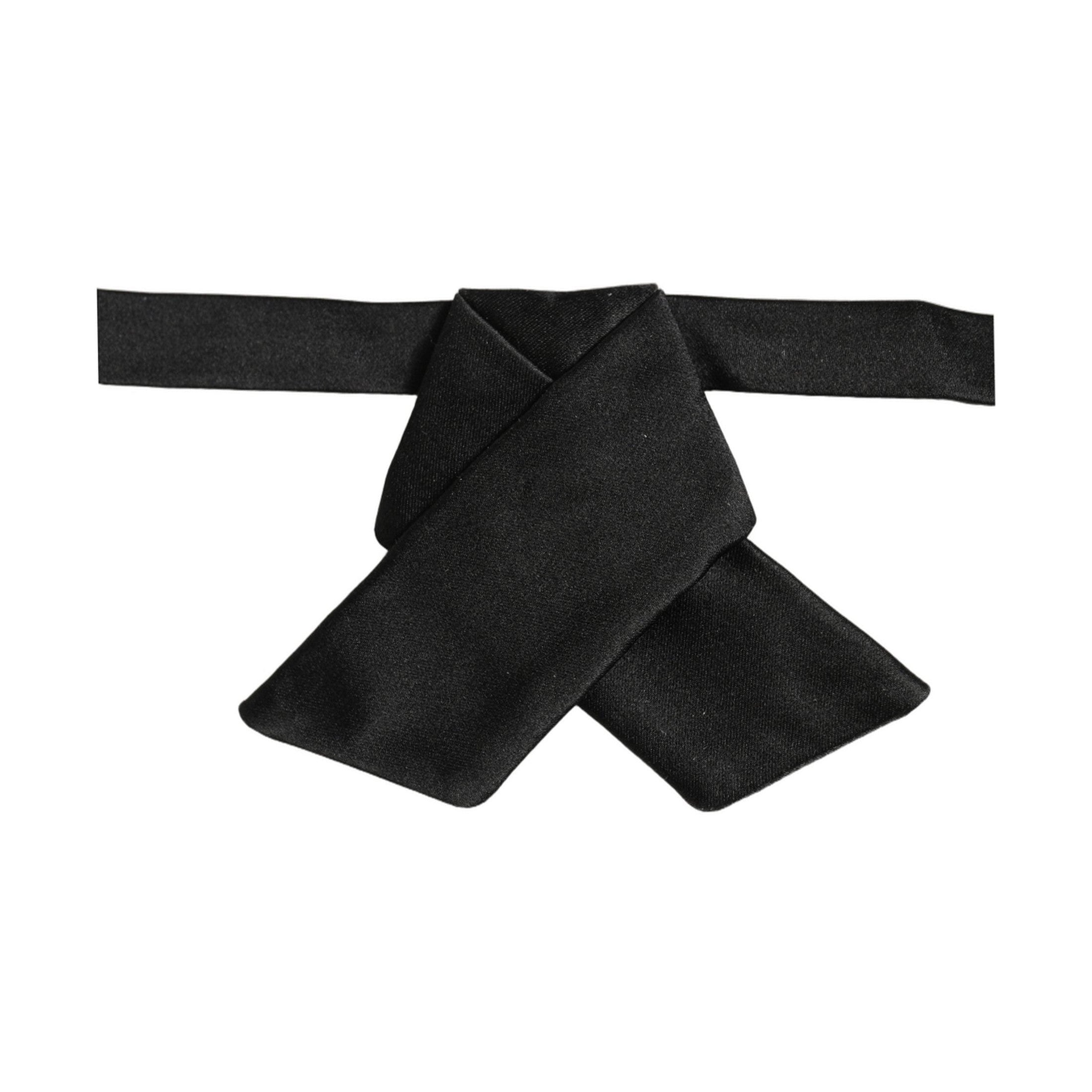 Dolce & Gabbana Men Black 100% SIlk Adjustable Neck Papillon Bow Tie