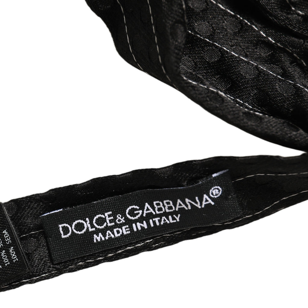 Dolce & Gabbana Men Black Pinstripe Silk Adjustable Neck Papillon Bow Tie