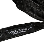 Dolce & Gabbana Men Black Pinstripe Silk Adjustable Neck Papillon Bow Tie
