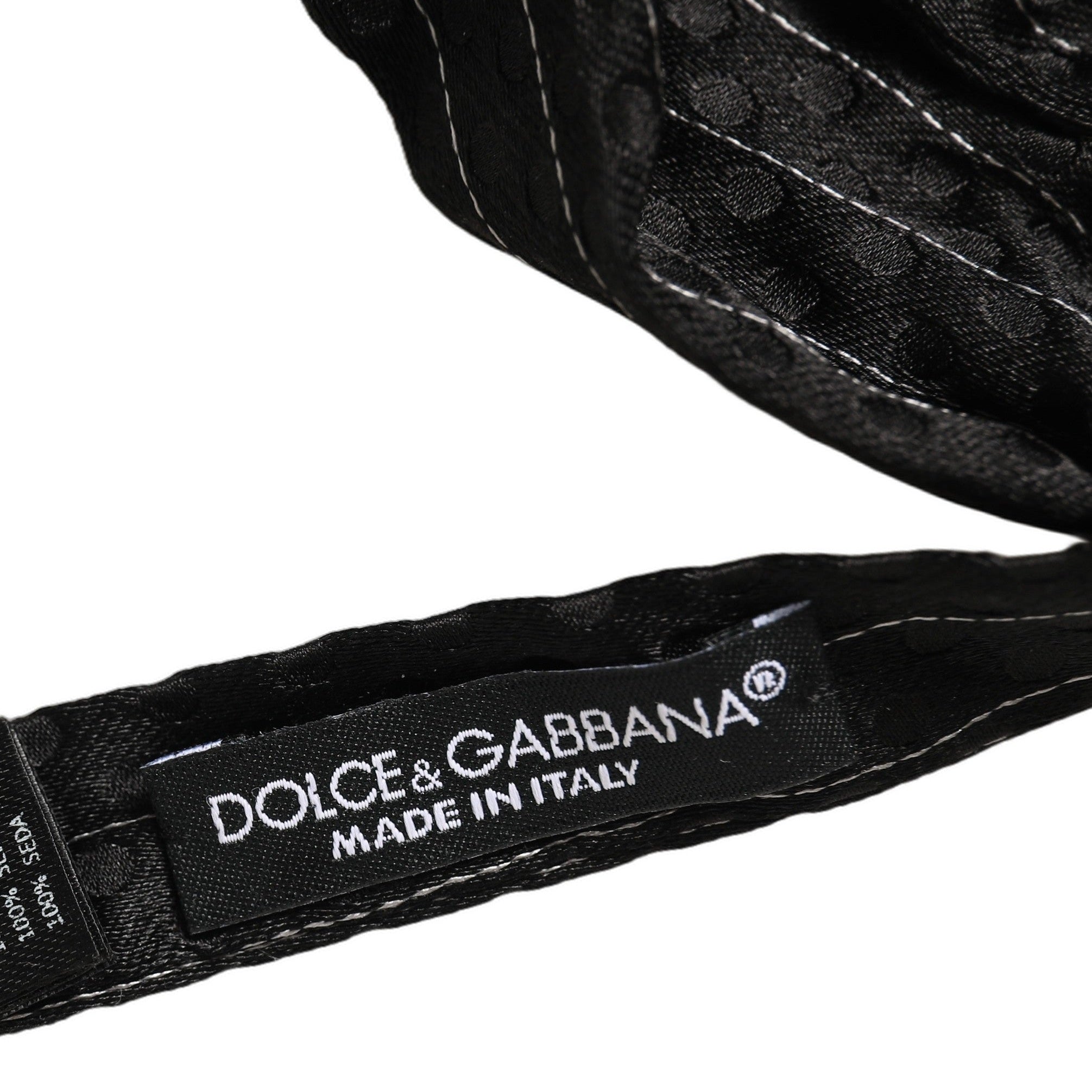 Dolce & Gabbana Men Black Pinstripe Silk Adjustable Neck Papillon Bow Tie