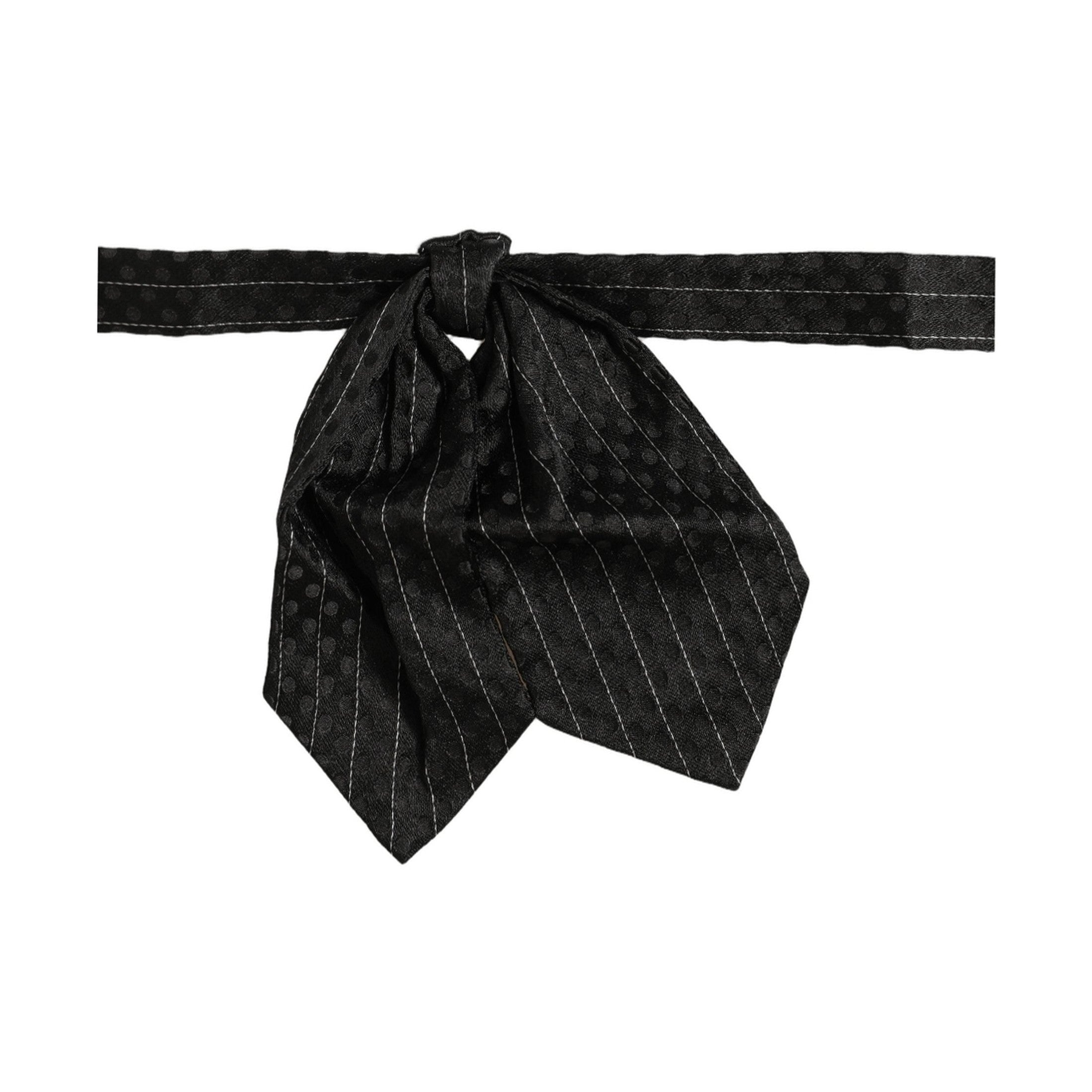 Dolce & Gabbana Men Black Pinstripe Silk Adjustable Neck Papillon Bow Tie