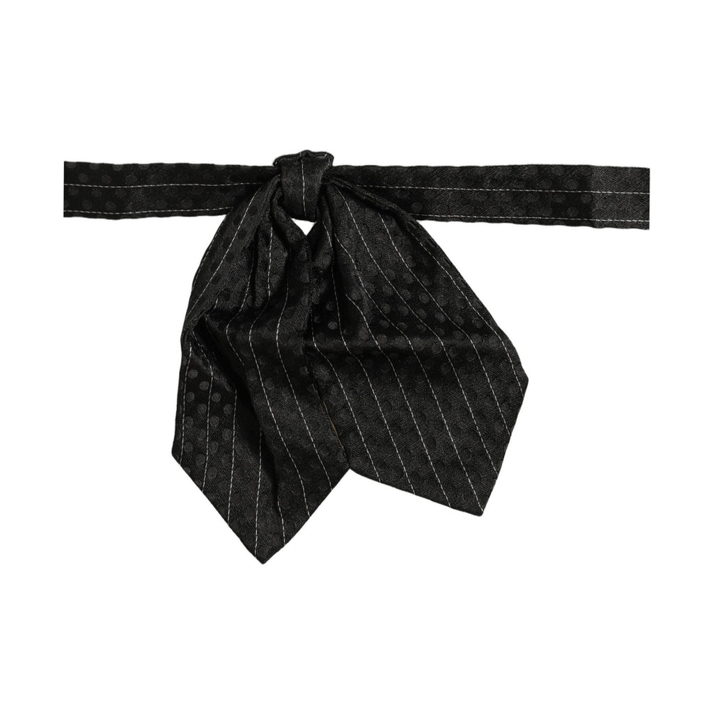 Dolce & Gabbana Men Black Pinstripe Silk Adjustable Neck Papillon Bow Tie