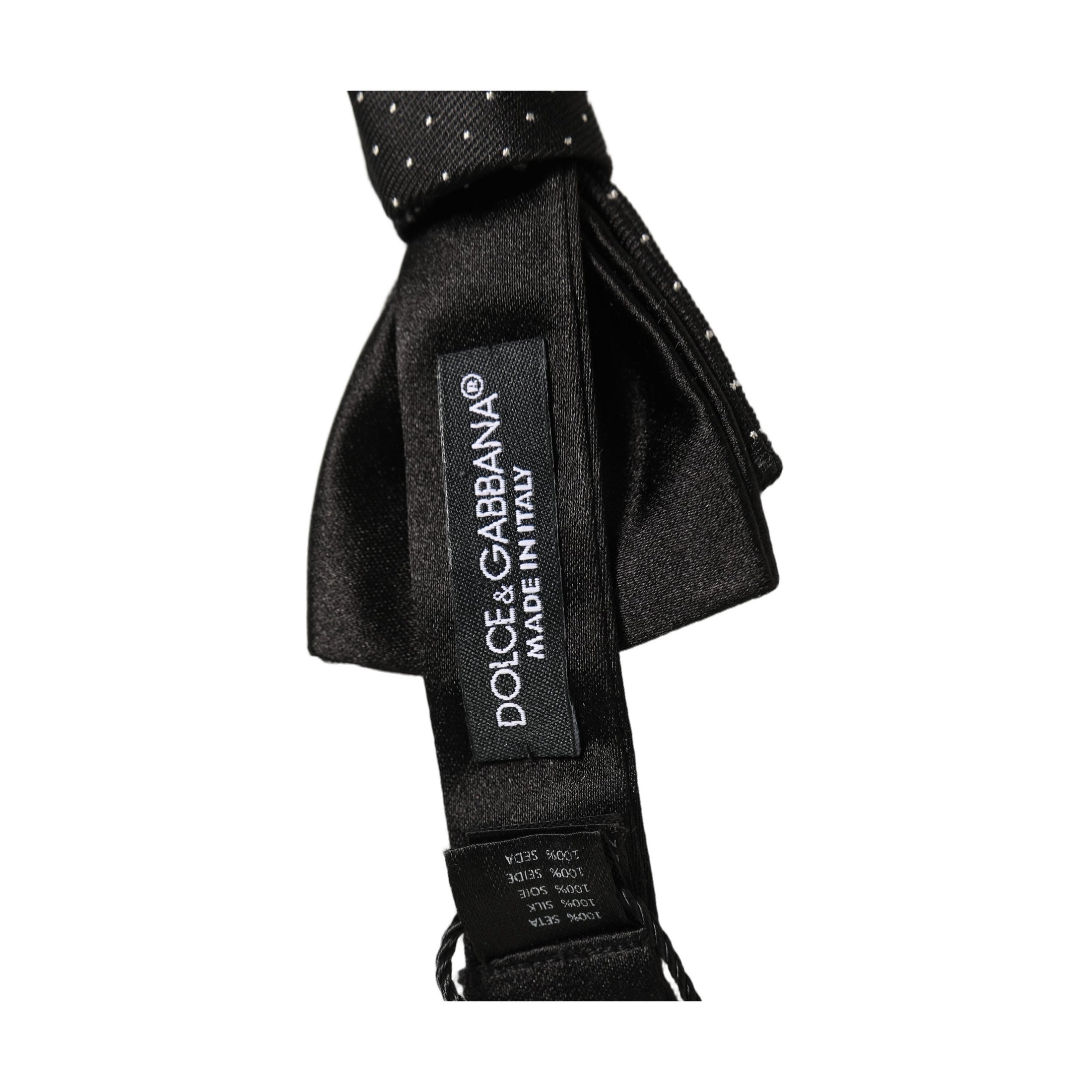 Dolce & Gabbana Men Black DG Polka Dot Adjustable Neck Papillon Bow Tie