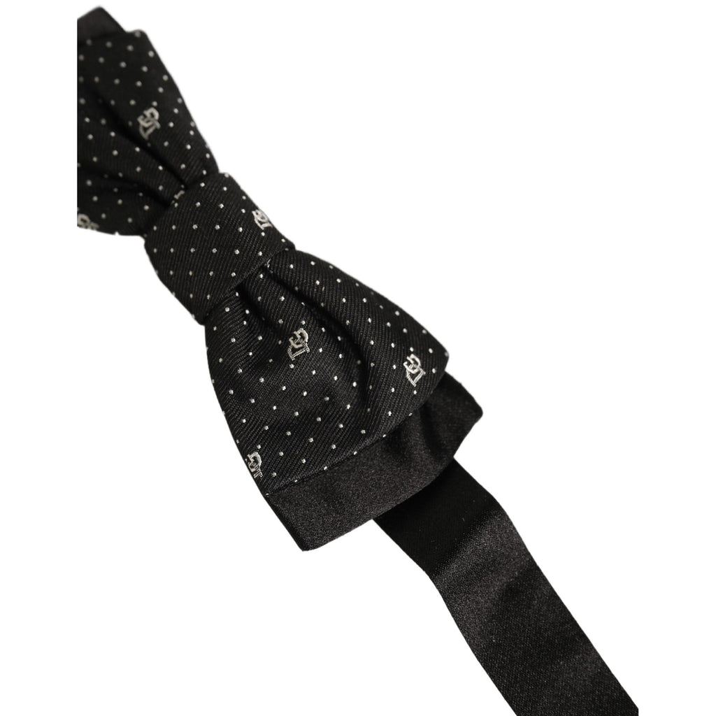 Dolce & Gabbana Men Black DG Polka Dot Adjustable Neck Papillon Bow Tie