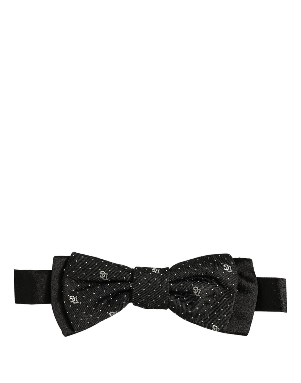 Men Black DG Polka Dot Adjustable Neck Papillon Bow Tie