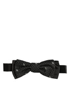 Men Black DG Polka Dot Adjustable Neck Papillon Bow Tie