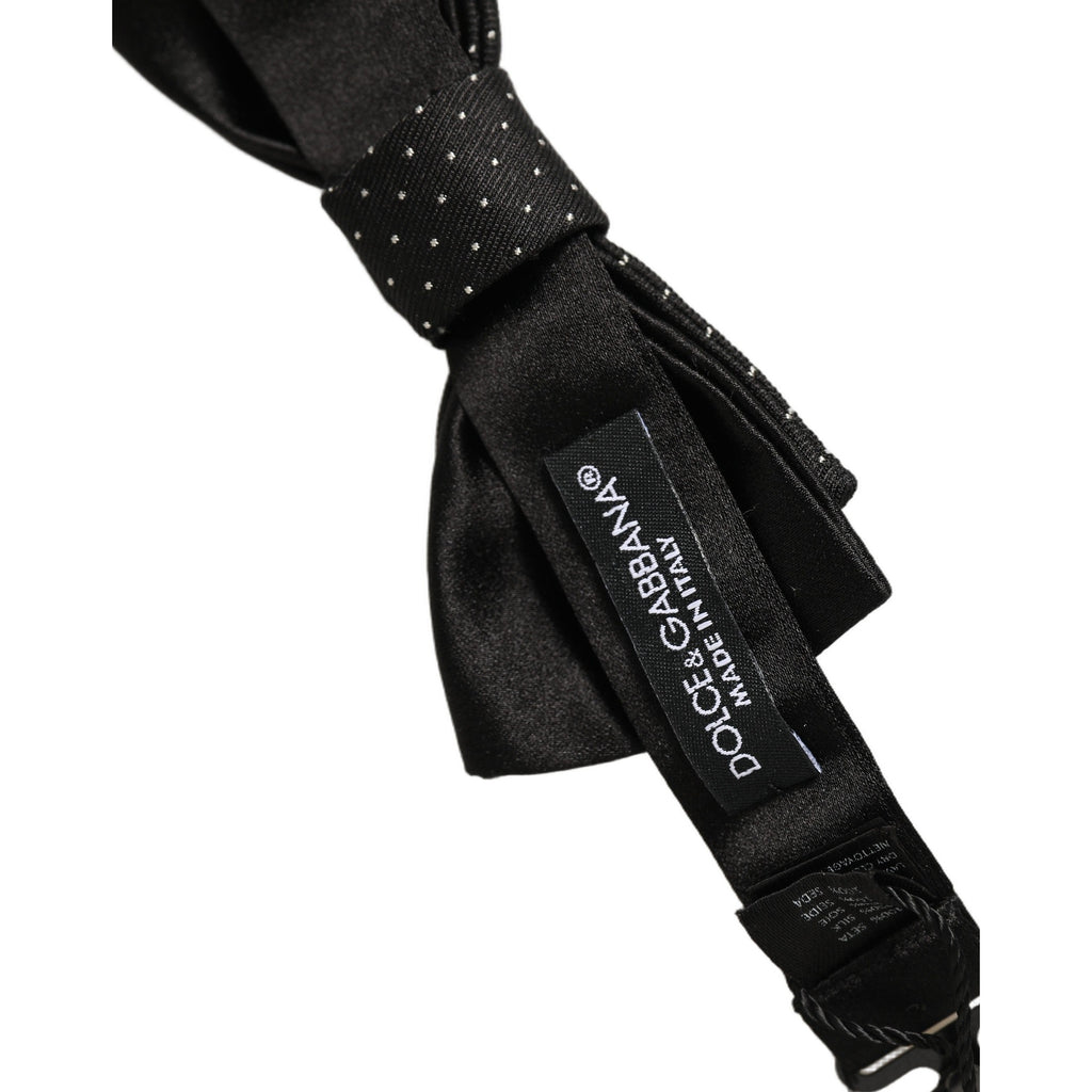 Dolce & Gabbana Men Black DG Polka Dot Adjustable Neck Papillon Bow Tie