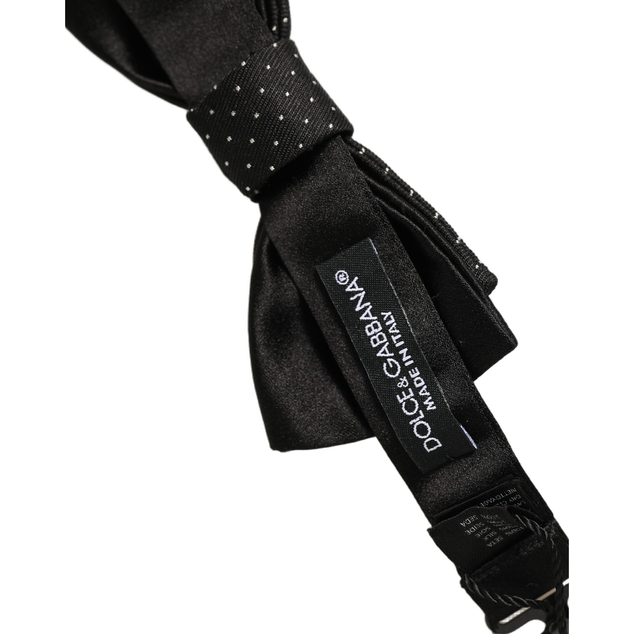 Dolce & Gabbana Men Black DG Polka Dot Adjustable Neck Papillon Bow Tie