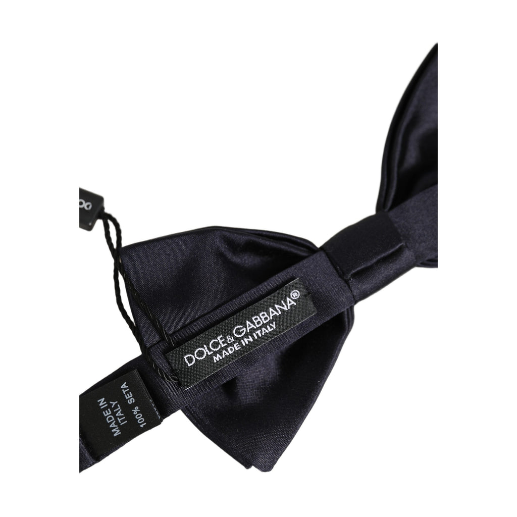 Dolce & Gabbana Men Black 100% Silk Adjustable Neck Papillon Bow Tie