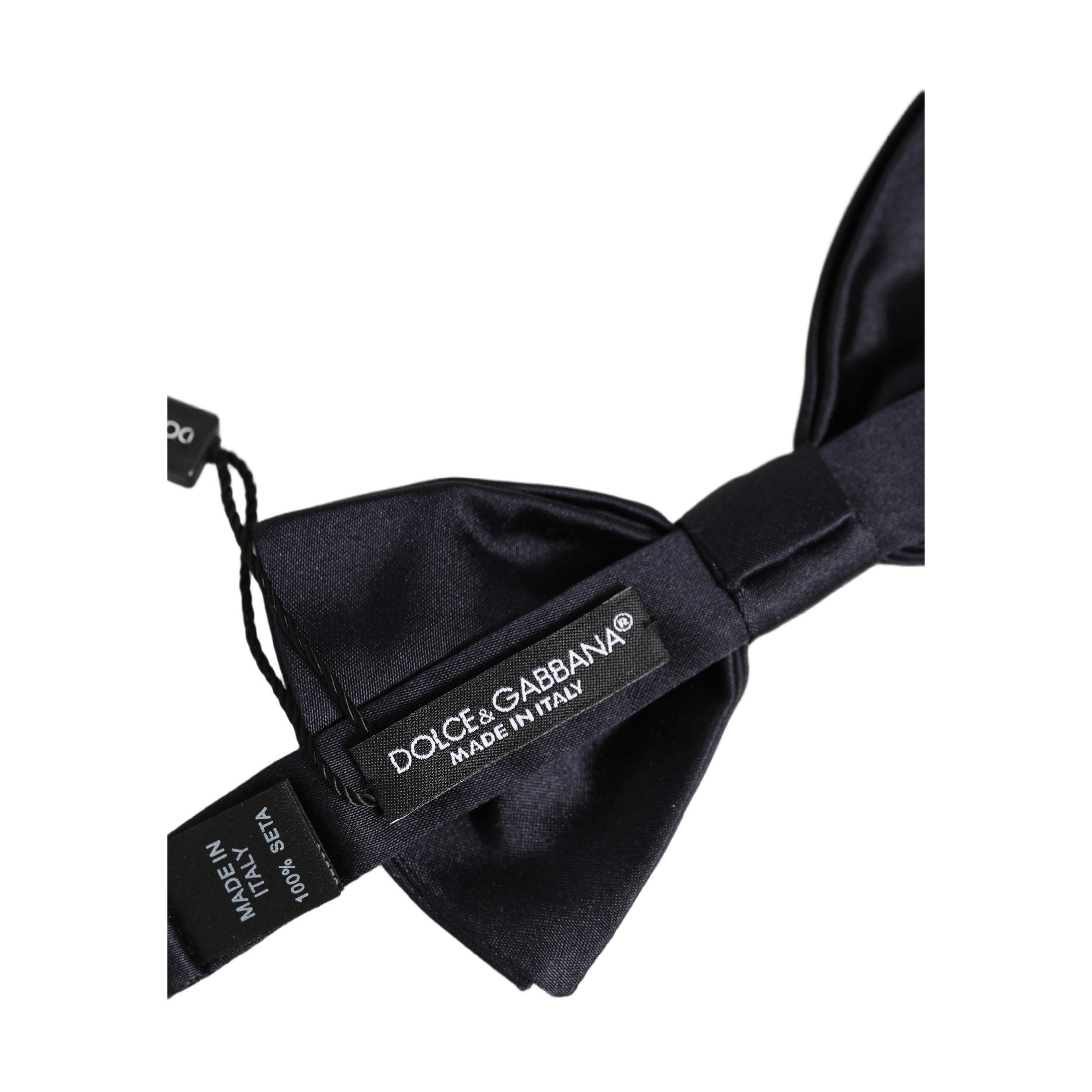 Dolce & Gabbana Men Black 100% Silk Adjustable Neck Papillon Bow Tie