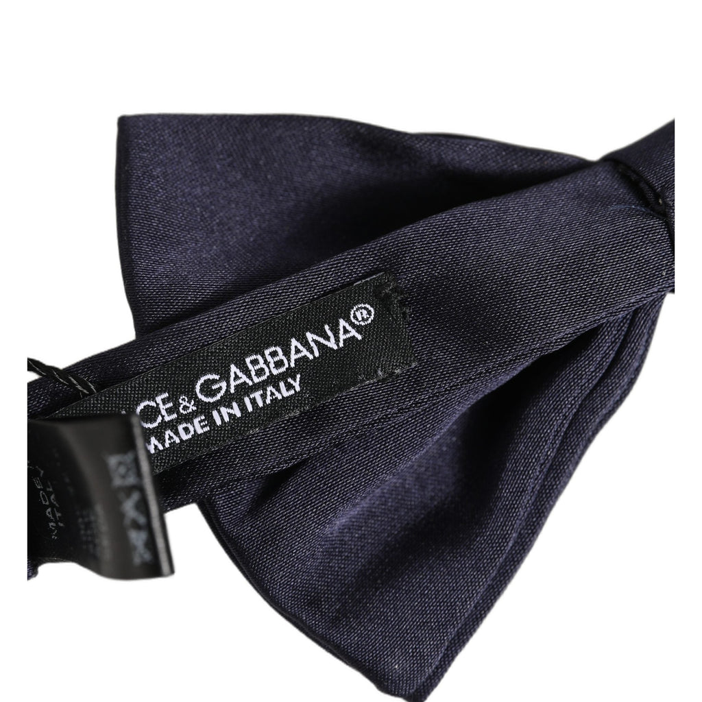 Dolce & Gabbana Men Dark Blue Silk Adjustable Neck Papillon Bow Tie
