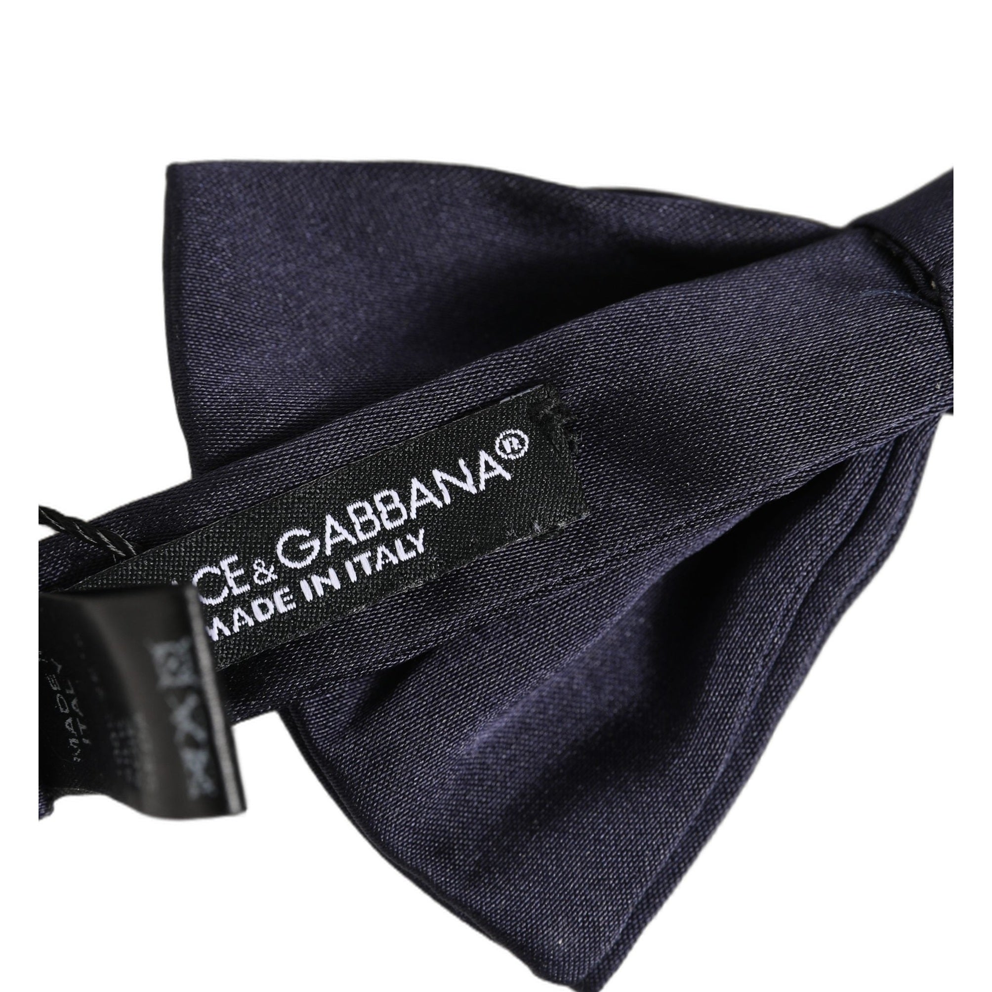 Dolce & Gabbana Men Dark Blue Silk Adjustable Neck Papillon Bow Tie
