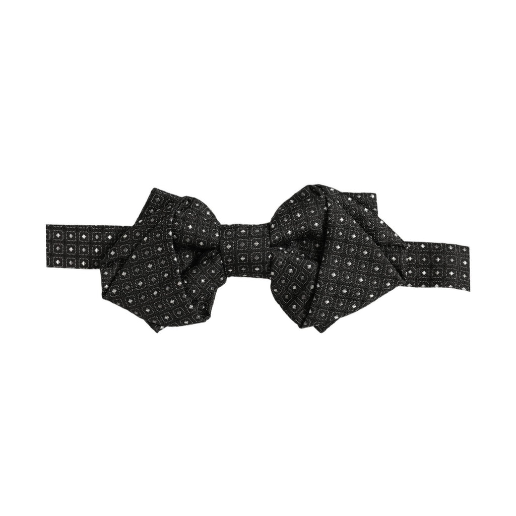 Dolce & Gabbana Men Black Polka Dot Silk Adjustable Neck Papillon Bow Tie