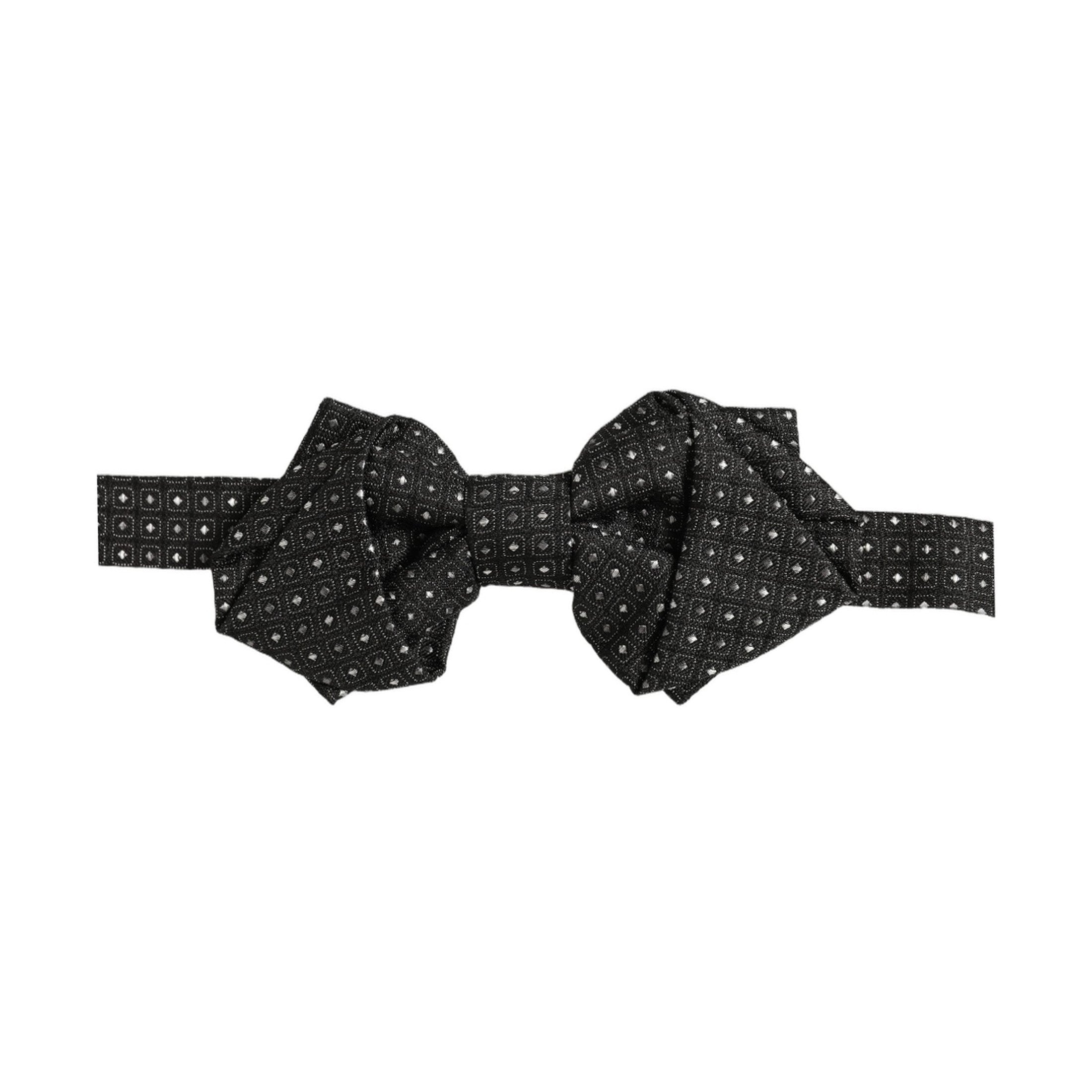 Dolce & Gabbana Men Black Polka Dot Silk Adjustable Neck Papillon Bow Tie