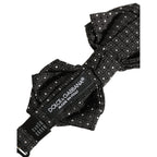 Dolce & Gabbana Men Black Polka Dot Silk Adjustable Neck Papillon Bow Tie