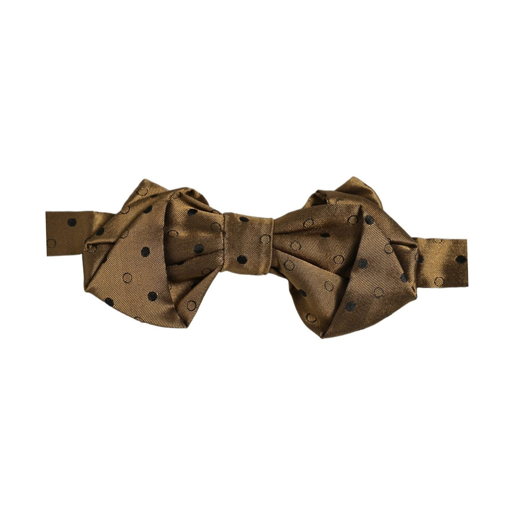 Dolce & Gabbana Men Brown Polka Dot Silk Adjustable Neck Papillon Bow Tie