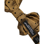 Dolce & Gabbana Men Brown Polka Dot Silk Adjustable Neck Papillon Bow Tie