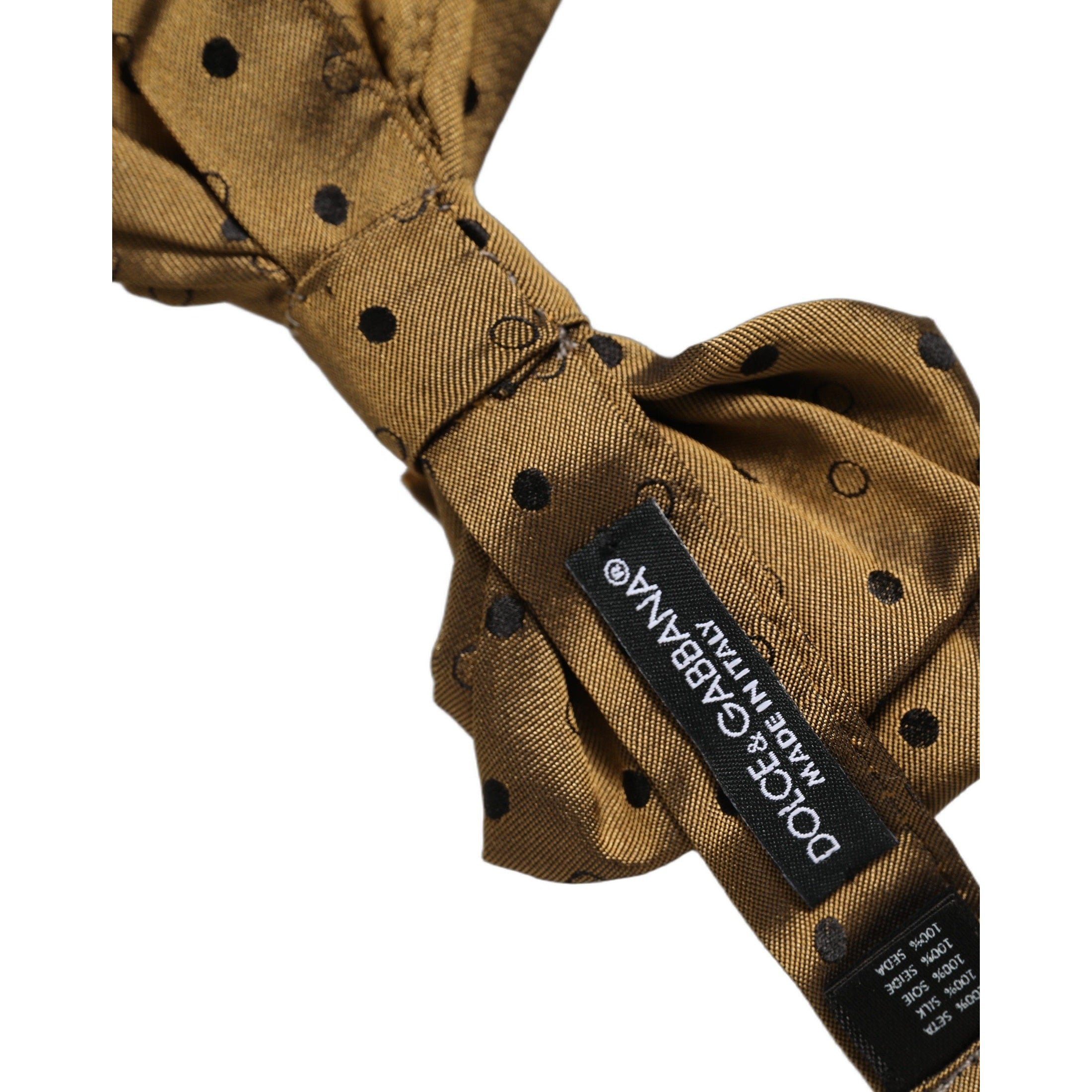 Dolce & Gabbana Men Brown Polka Dot Silk Adjustable Neck Papillon Bow Tie