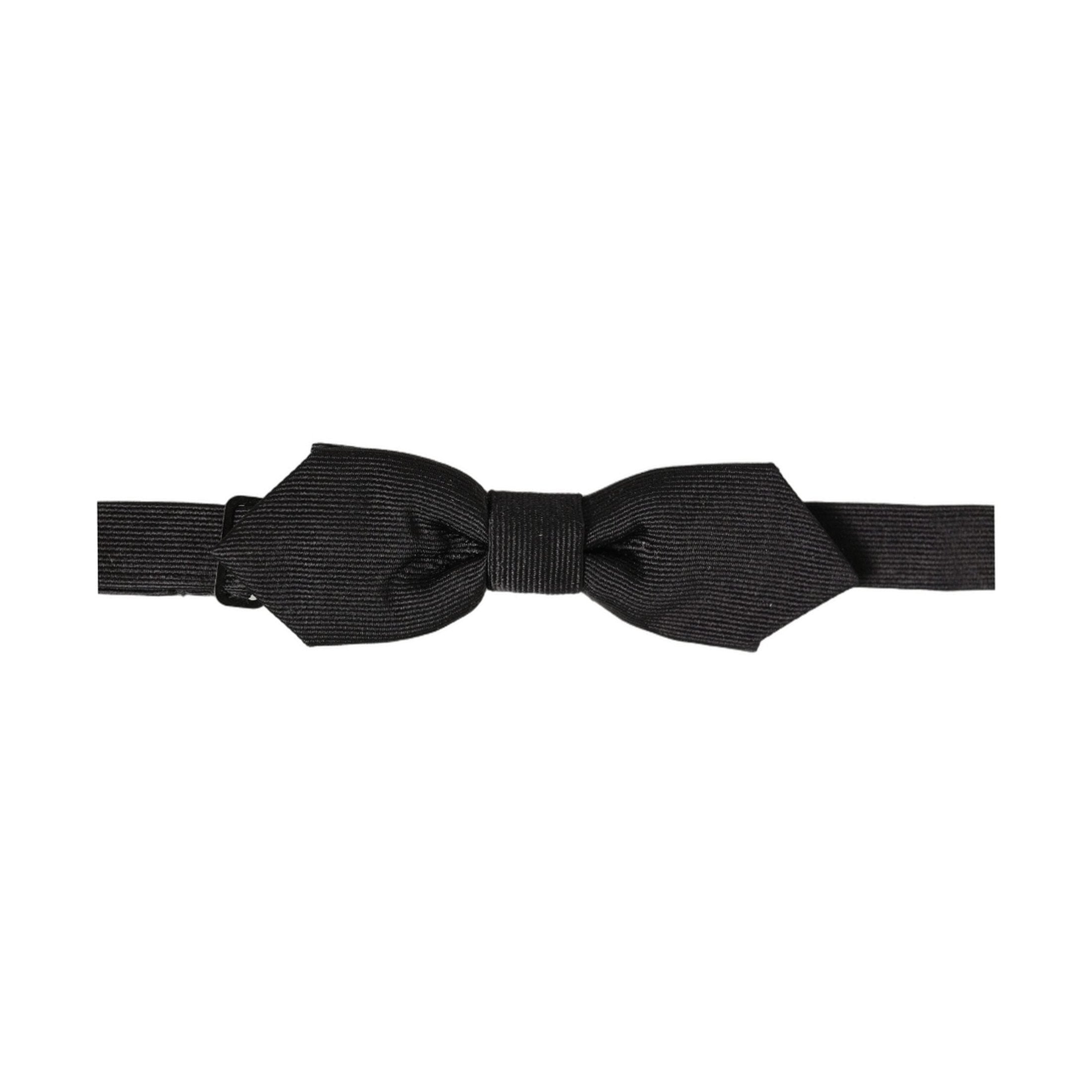 Dolce & Gabbana Men Black 100% Silk Adjustable Neck Papillon Bow Tie