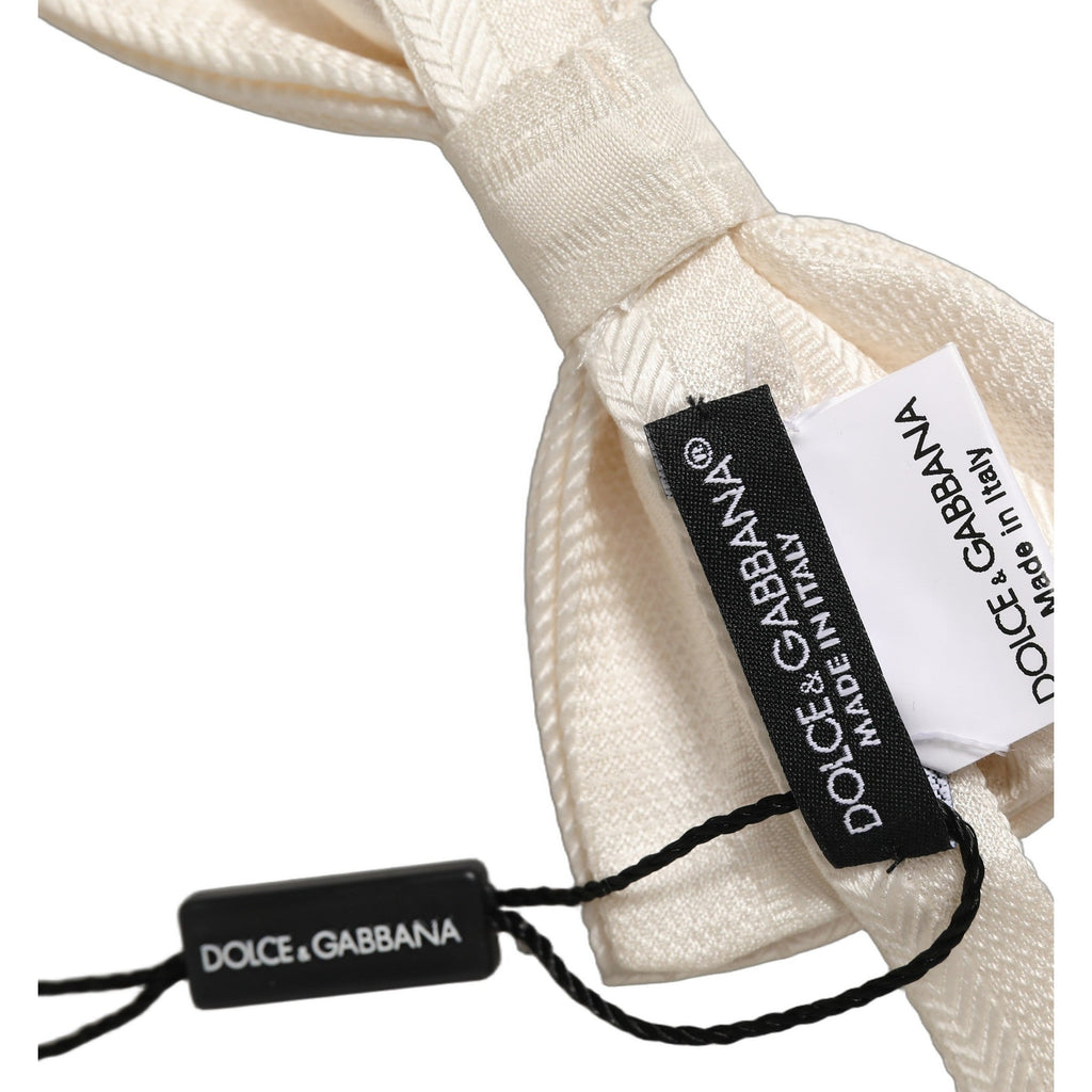 Dolce & Gabbana Men White 100% Silk Adjustable Neck Papillon Bow Tie